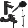 Купить Черный матовый Набор смесителей для ванны 4 в 1 Hansgrohe 1092020 Talis E Германский однорычажный купить в Киеве vannaja.kiev.ua