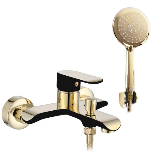 Смеситель для ванны REA BLOOM BLACK GOLD черный/золото настенный с изливом Купить Смеситель для ванны REA BLOOM BLACK GOLD черный/золото настенный с изливом в Киеве vannaja.kiev.ua