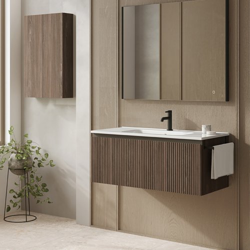 Подвесная тумба в ванну 100 см Royo 131795 + 126225 VORA 100 1 ящик + умывальник белый ENZO, коричневый walnut note Купить Подвесная тумба в ванну 100 см Royo 131795 + 126225 VORA 100 1 ящик + умывальник белый ENZO, коричневый walnut note в Киеве vannaja.kiev.ua
