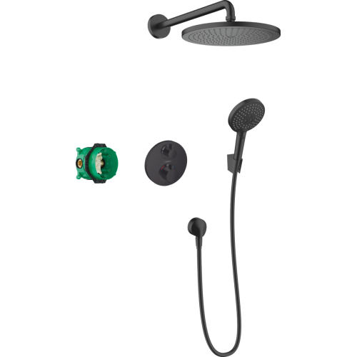 Купити Чорний матовий Hansgrohe 27961670 купити Душова система з термостатом Croma 280 Ecostat S прихованого монтажу в Києві vannaja.kiev.ua