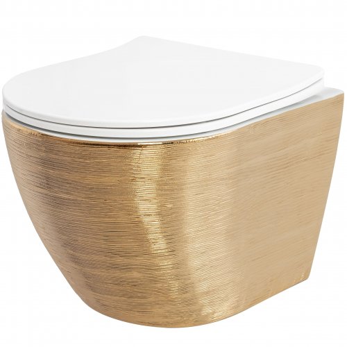 Подвесной унитаз REA CARLO FLAT BRUSH GOLD золотой Купить Подвесной унитаз REA CARLO FLAT BRUSH GOLD золотой в Киеве vannaja.kiev.ua