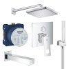 Купить стойка для душевой кабины с изливом для ванной Grohe UA26417SC2 Eurocube Tempesta Cube 250 Набор душ система скрытого монтажа  3 потребителя, хром в Киеве vannaja.kiev.ua