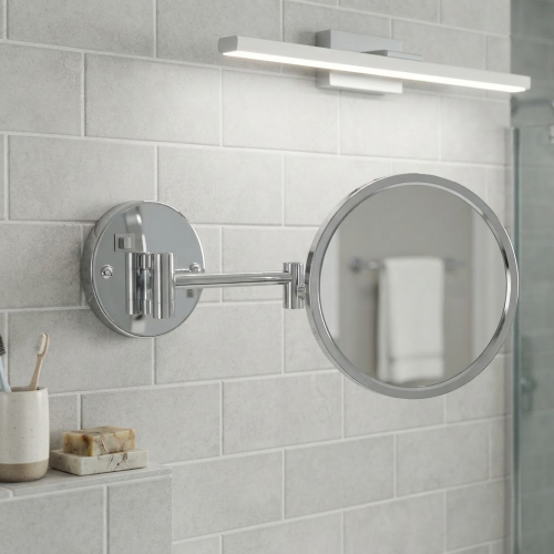 Зеркало для макияжа с подсветкой DFL53071002C Flow настенное косметическое 215 мм, цвет хром Купить Зеркало для макияжа с подсветкой DFL53071002C Flow настенное косметическое 215 мм, цвет хром в Киеве vannaja.kiev.ua