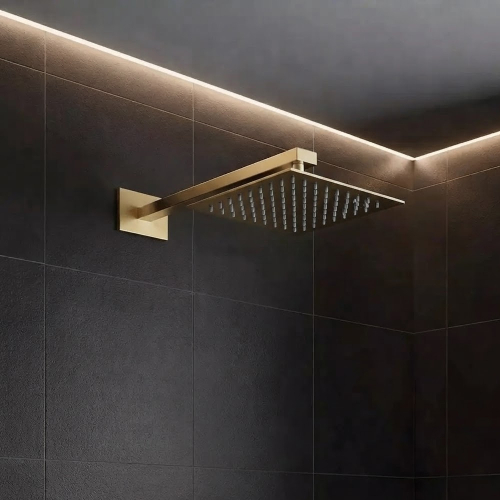 Верхняя душевая лейка Devit Flow D113000000120BG 250x250 мм с кронштейном, brushed gold (золото) Купить Верхняя душевая лейка Devit Flow D113000000120BG 250x250 мм с кронштейном, brushed gold (золото) в Киеве vannaja.kiev.ua