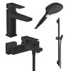 Купить Черный матовый Hansgrohe Набор смесителей однорычажный купить для ванны 4 в 1 Metropol 1072020 ручной душ с доставкой в Киеве vannaja.kiev.ua
