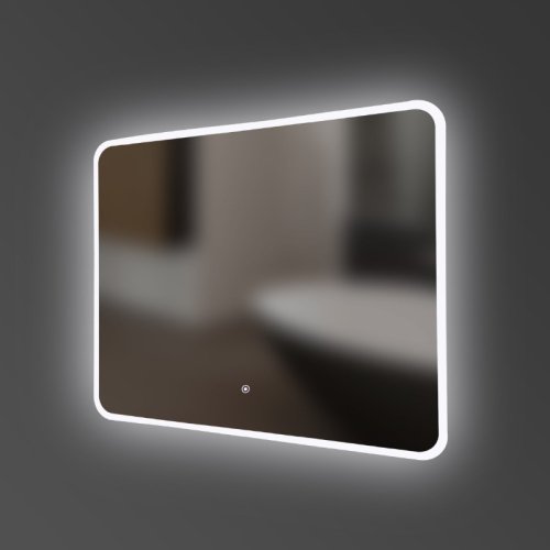 Купить зеркало в ванную 80 см devit Acqua 5257281 закругленное, с тачсенсором и LED подсветкой 800х600 в Киеве vannaja.kiev.ua