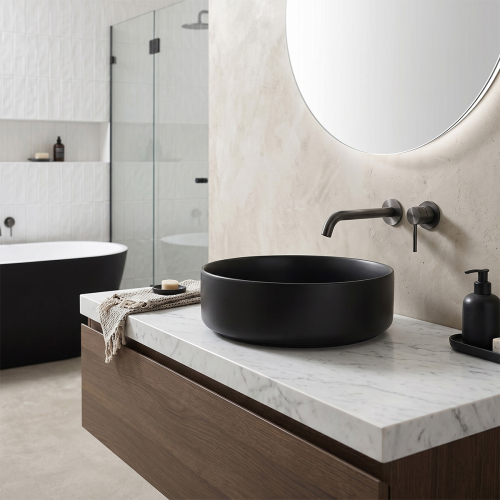 devit DFL3270100MB Flow Раковина кругла 400x120 мм на стільницю, без переливу, чорна матова Купити devit DFL3270100MB Flow Раковина кругла 400x120 мм на стільницю, без переливу, чорна матова в Києві vannaja.kiev.ua