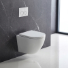 Купить унитаз подвесной безобедочный короткий Devit DFL0460111MW Flow с крышкой soft-close, Vortex Flush, матовый белый в Киеве vannaja.kiev.ua