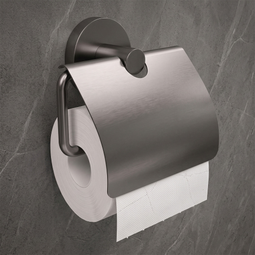 Держатель туалетной бумаги с крышкой devit DFL40000618GM Flow, цвет Gun Metal PVD (черный) Купить Держатель туалетной бумаги с крышкой devit DFL40000618GM Flow, цвет Gun Metal PVD (черный) в Киеве vannaja.kiev.ua