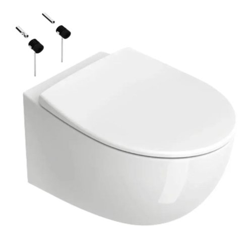 Купить Унитаз подвесной безободковый Catalano Italy 52x37 Newflush с крышкой и набором фиксаторов , белый (0711520001_0751100001_9056060000) в Киеве vannaja.kiev.ua