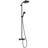 Купить черный матовый душ в ванную с термостатом тропический Hansgrohe 28871670 Activera S система Showerpipe 240 1jet EcoSmart Ecostat Fine в Киеве vannaja.kiev.ua