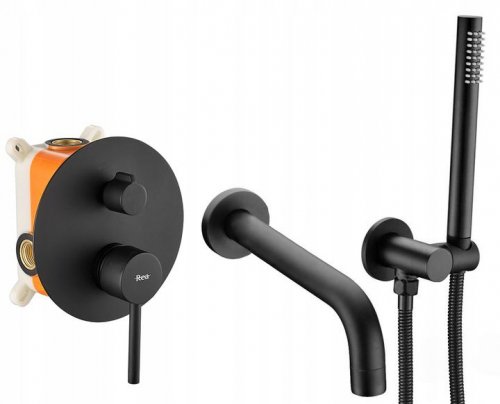 Смеситель для ванны REA LUNGO BLACK + BOX черный скрытого монтажа Купить Смеситель для ванны REA LUNGO BLACK + BOX черный скрытого монтажа в Киеве vannaja.kiev.ua