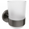 Стакан для ванной комнаты devit DFL21010401GM Flow с держателем, цвет Gun Metal PVD (черный) Купить Стакан для ванной комнаты devit DFL21010401GM Flow с держателем, цвет Gun Metal PVD (черный) в Киеве vannaja.kiev.ua