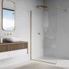 Купити душова кабіна без піддона та дверей ronal STR4P1001307 WALK-IN EASY Душова фіксована перегородка 100 * 200 см, скло прозоре, профіль золото матове в Києві vannaja.kiev.ua