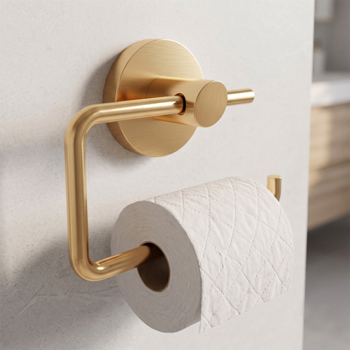 Держатель для туалетной бумаги без крышки Devit DFL41000601BG Flow, цвет Brushed Gold PVD (Золотой) Купить Держатель для туалетной бумаги без крышки Devit DFL41000601BG Flow, цвет Brushed Gold PVD (Золотой) в Киеве vannaja.kiev.ua