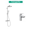 Купить Купить 27267000 + 71100000 Душевая система с термостатом hansgrohe crometta e 240 1jet showerpipe + cмеситель для раковины hansgrohe logis хром однорычажный в Киеве vannaja.kiev.ua