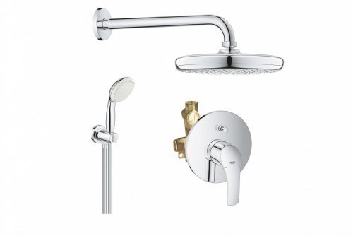 Купити Душова система прихованого монтажу Grohe Eurosmart 33305002 + 26411000 + 26406001 одноважільний хром купити з доставкою верхній душ 210 мм в Києві vannaja.kiev.ua