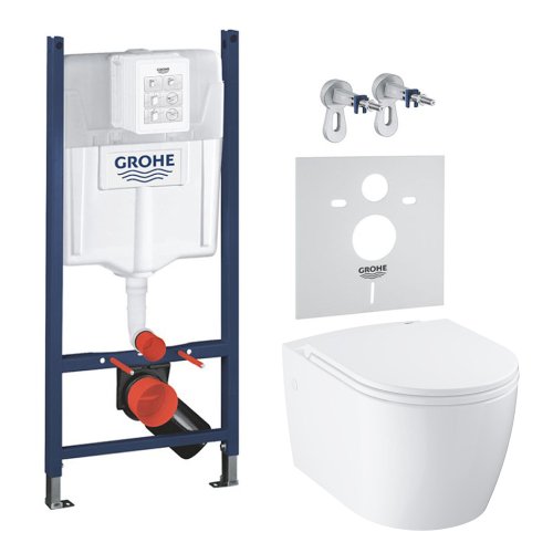 Комплект унітаза підвісного Grohe Bau Ceramic та інсталяції Grohe Rapid SL3, білий (103860SH00_3884000G) Купити Комплект унітаза підвісного Grohe Bau Ceramic та інсталяції Grohe Rapid SL3, білий (103860SH00_3884000G) в Києві vannaja.kiev.ua