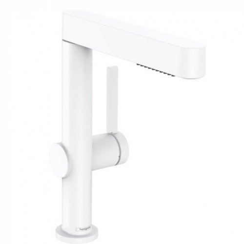 Купить Белый матовый 76063700 Смеситель для умывальника Hansgrohe Finoris 230 с 2JET и push open однорычажный с выдвижной лейкой в Киеве vannaja.kiev.ua