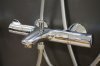 Купить Приобрести термостат 34567000 Смеситель для ванны Grohe Grohtherm 800 хром + Душевой гарнитур Grohe Rainshower Smartactive Cube 130 3 типа струи хром 26546000 в Киеве vannaja.kiev.ua