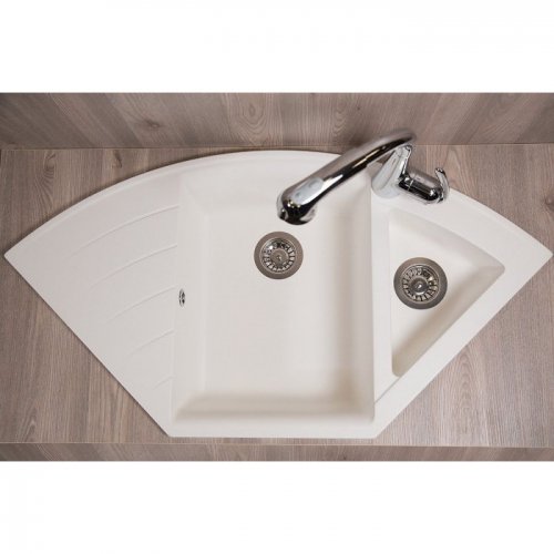 Купити Мийка трапеція для Кухні Fancy Marble 113060001 Europa Біла 109х50 см в Києві vannaja.kiev.ua