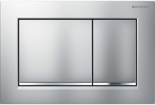 Купить Смывная клавиша Geberit 115.080.JQ.1 Omega30 (матовый хром, с легкоочищаемой поверхностью) 115080JQ1 кнопки – матовый хром, полоска глянцевая, двойного смыва в Киеве vannaja.kiev.ua
