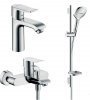 Купить Набор hansgrohe смесителей для ванны хром 3 в 1 31480112 Metris однорычажный душевой диск 120 мм 3 режима в Киеве vannaja.kiev.ua