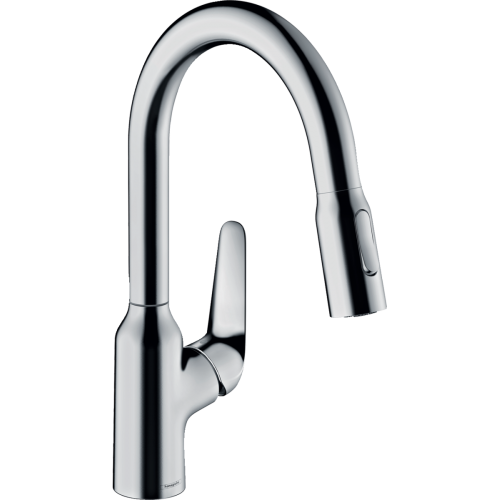 Купить Смеситель для кухни с выдвижной лейкой Hansgrohe 71801000 M42 хром купить недорого в Киеве однорычажный   в Киеве vannaja.kiev.ua