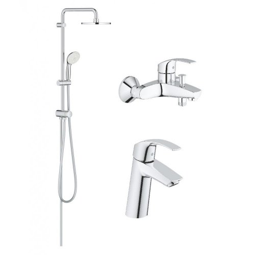 Купити Grohe 123389M Грое стійка з тропічним душем та кранами на ванну и раковину Eurosmart в Києві vannaja.kiev.ua