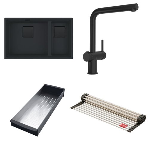 Кухонна мийка зі змішувачем Franke KNG 120 + Active Twist, під стільницю, 2 чаші, 76х46, граніт чорний матовий (125.0676.976) Купити Кухонна мийка зі змішувачем Franke KNG 120 + Active Twist, під стільницю, 2 чаші, 76х46, граніт чорний матовий (125.0676.976) в Києві vannaja.kiev.ua