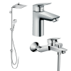 Купить Набор смесителей для ванны 3 в 1 hansgrohe 20200002 (27289000, 71104000, 71400000) Logis однорычажный хром душевая стойка лейка 240 мм купить в Киеве vannaja.kiev.ua