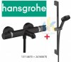 Купить 13114670 + 24160670 Черный матовый кран ванны Hansgrohe термостат + душ стойка Ecostat Pulsify Select в Киеве vannaja.kiev.ua