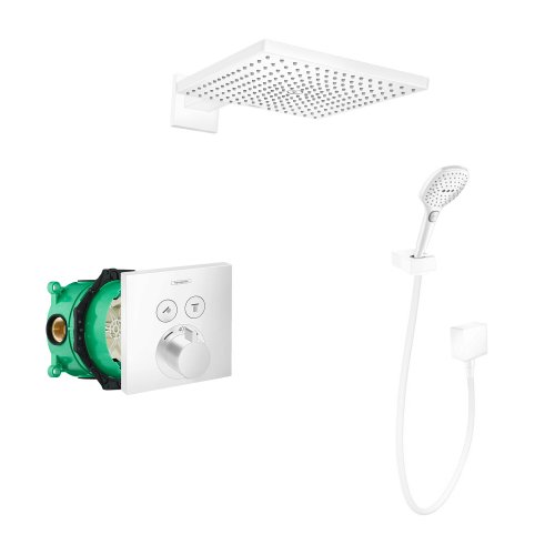 Купить Hansgrohe Душевая система скрытого монтажа 1576326238WH с термостатом на 2 потребителя ShowerSelect Raindance цвет белый матовый душевая лейка 300 мм купить в Киеве vannaja.kiev.ua