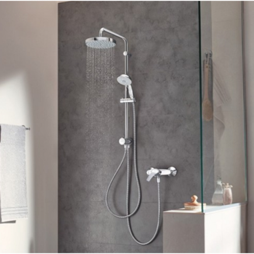 Купить Приобрести 27389002 + 23634001 Душевая система Grohe New Tempesta 200 2 режима + смеситель для душа Grohe BauLoop однорычажный хром в Киеве vannaja.kiev.ua