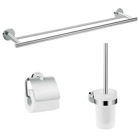 Купити Набір аксесуарів 3 в 1 Hansgrohe 41727000 Logis Universal хром скло купити матове біле  в Києві vannaja.kiev.ua