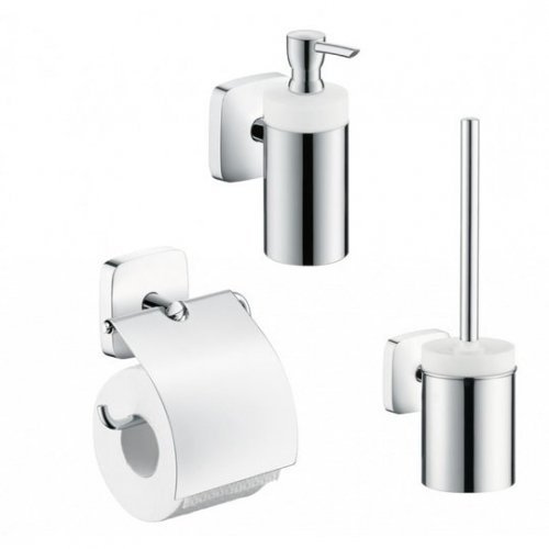 Hansgrohe 10002219 купить Набор аксессуаров 3 в 1 для ванной комнаты PuraVida цвет хром стекло матовое белое Купить Hansgrohe 10002219 купить Набор аксессуаров 3 в 1 для ванной комнаты PuraVida цвет хром стекло матовое белое в Киеве vannaja.kiev.ua