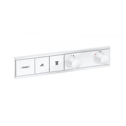 Купити Білий матовий Термостатичний змішувач Hansgrohe RainSelect Matt White 15380700 панель з кнопковим керуванням два споживача в Києві vannaja.kiev.ua