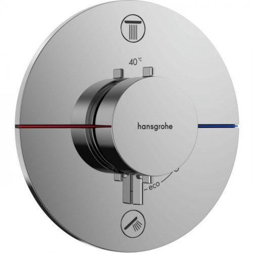 Купить встроенный термостат душ 15554000 hansgrohe ShowerSelect Comfort S, на 2 потребителя, хром в Киеве vannaja.kiev.ua