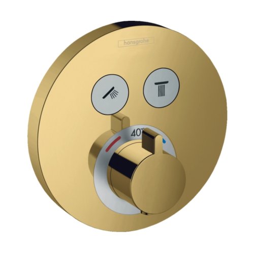 Термостат скрытого монтажа Hansgrohe ShowerSelect на 2 потребителя, Polished Gold Optic (15743990) Купить Термостат скрытого монтажа Hansgrohe ShowerSelect на 2 потребителя, Polished Gold Optic (15743990) в Киеве vannaja.kiev.ua