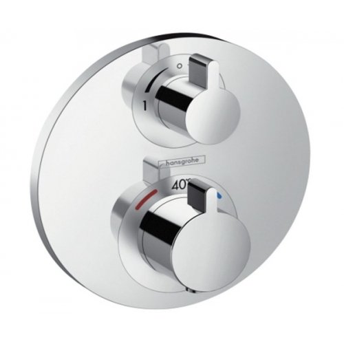 Купить Hansgrohe Ecostat S 15758000 Термостат для душа 15758 в Киеве смеситель для скрытого монтажа на 2 розетки с запорным опрокидывающим клапаном - хром в Киеве vannaja.kiev.ua