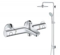 GROHE EUROSMART душевая система с термостатом 34155003 + 27389002 хром верхний душ 2 режим 200 мм купить 