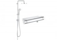 GROHE EUROSMART душевая система с термостатом 34155003 + 27389002 хром верхний душ 2 режим 200 мм купить 