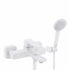 Белый смеситель для ванной квадратный Perla Robin PBZ6204W кран с распылителем комплект держатель Купить Белый смеситель для ванной квадратный Perla Robin PBZ6204W кран с распылителем комплект держатель в Киеве vannaja.kiev.ua