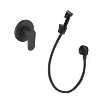 квадратный черный матовый гигиенический душ скрытого монтажа Perla PSS7906B Smart