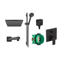 Душевая система скрытого монтажа черного цвета Rea Lungo REA-P4112 с носиком в ванну REAP4112