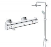 GROHE EUROSMART душевая система с термостатом 34155003 + 27389002 хром верхний душ 2 режим 200 мм купить 
