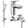 Купити Hansgrohe 20200008 Набір змішувачів для ванни купити з душовим гарнітуром 3 в 1 Logis хром одноважільний душова лійка 100 мм в Києві vannaja.kiev.ua