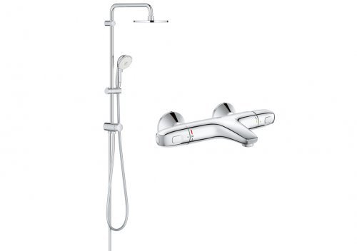 Купить Душевая система Grohe Tempesta Rustic System 200 27399002 хром верхний душ 200 мм 2 режима + 34155003 Grohe Grohtherm 1000 Термостат для ванны купить в Киеве vannaja.kiev.ua