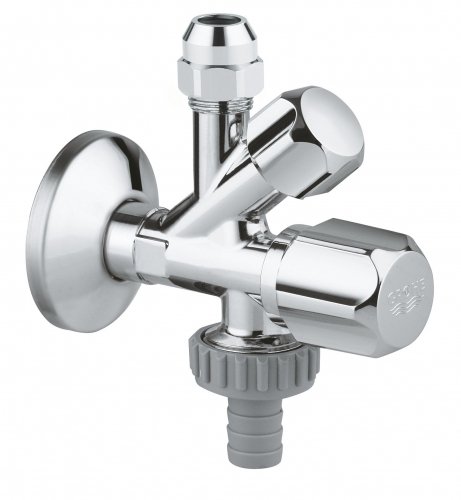 Купить Угловой вентиль Grohe 22036000 комбинированный для подключения холодную воду для смесителя и посудомоечную машину, стиральную машину в Киеве vannaja.kiev.ua