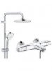 Купить GROHE EUROSMART душевая система с термостатом 34155003 + 27389002 хром верхний душ 2 режим 200 мм купить  в Киеве vannaja.kiev.ua